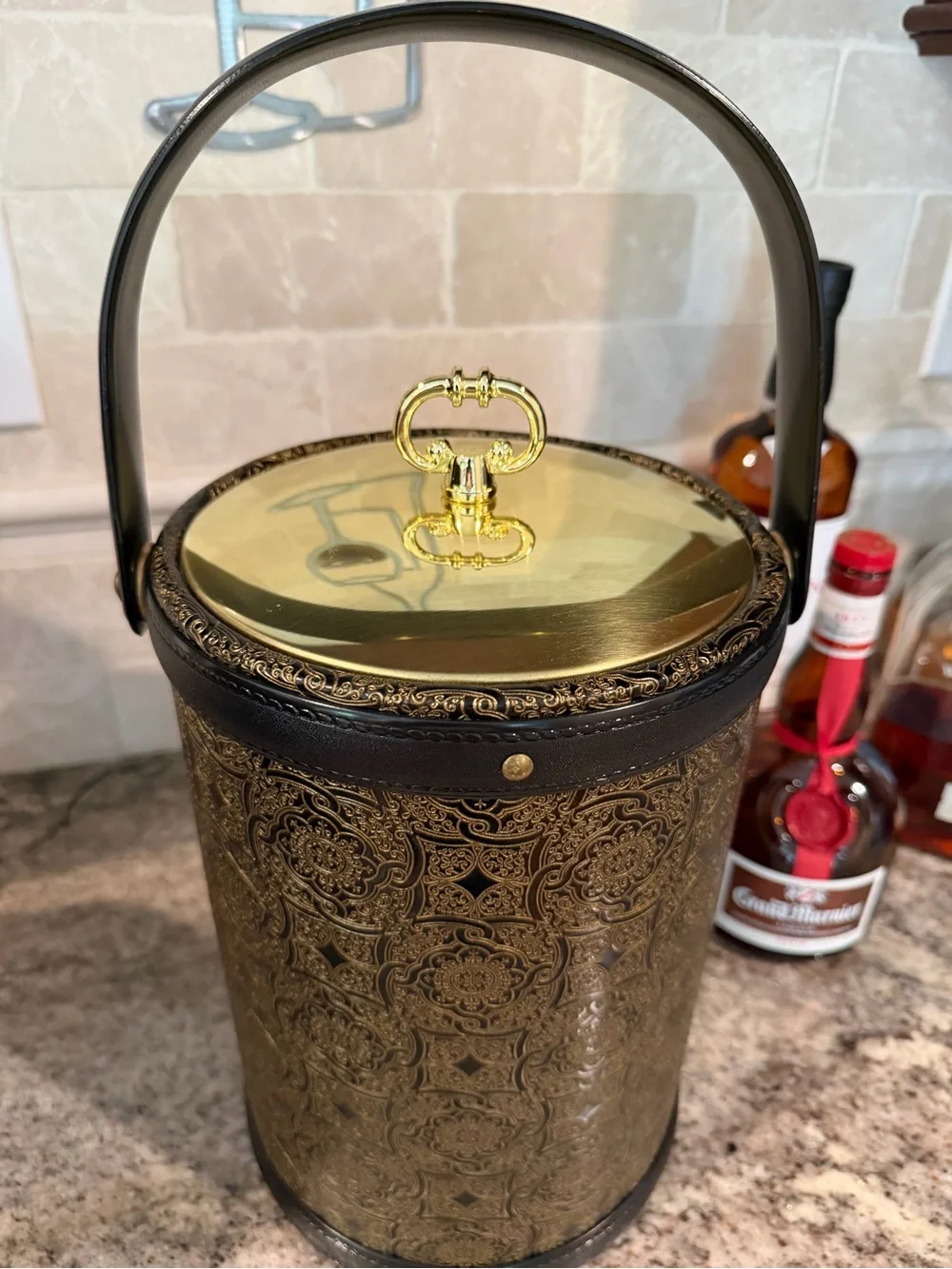 Vintage 1960's Decorative Ice Bucket with Handle